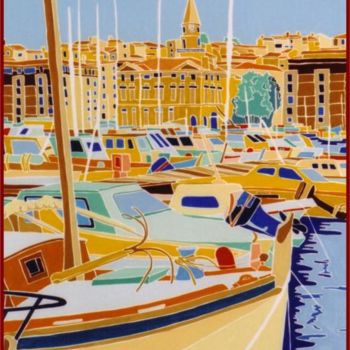 Painting titled "Barque jaune" by Vincent Honnore, Original Artwork