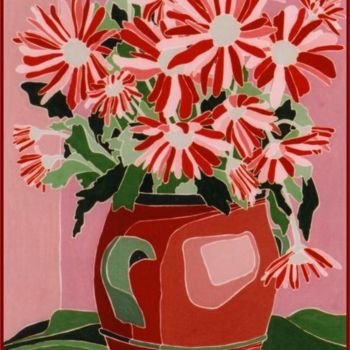 Peinture intitulée "Fleurs rouges" par Vincent Honnore, Œuvre d'art originale