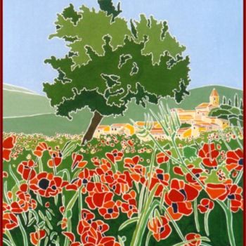 Painting titled "Champ de coquelicots" by Vincent Honnore, Original Artwork