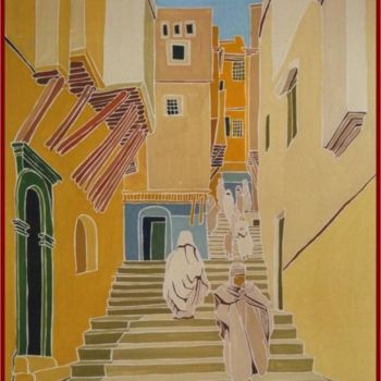 Ζωγραφική με τίτλο "Escaliers à Alger" από Vincent Honnore, Αυθεντικά έργα τέχνης