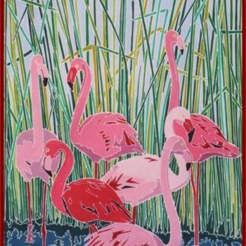 Painting titled "Flamands roses" by Vincent Honnore, Original Artwork