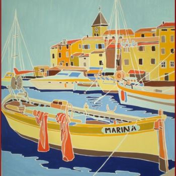 Painting titled "VIEILLE  BARQUE" by Vincent Honnore, Original Artwork