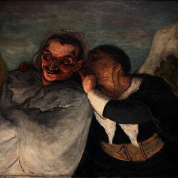 Painting titled "Crispin et Scapin" by Honoré Daumier, Original Artwork, Oil