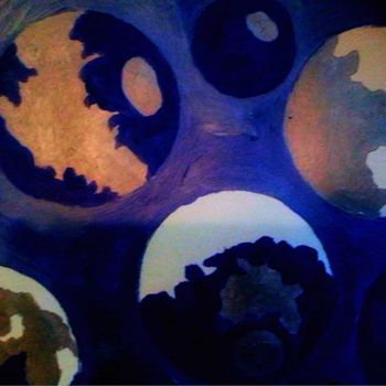 Painting titled "Blue Balls" by Sonia Ighalo (Sonia/Diviine01), Original Artwork, Acrylic