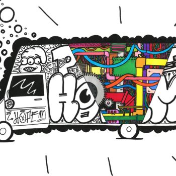 Peinture intitulée "Camionnette" par Hopem Story, Œuvre d'art originale, Acrylique