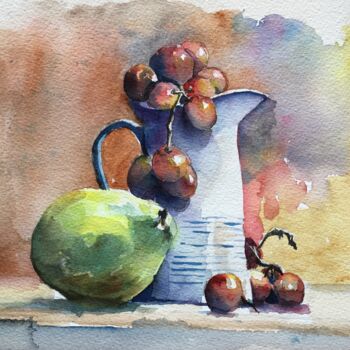 "Pears and Grapes in…" başlıklı Tablo Horacio Cobas tarafından, Orijinal sanat, Suluboya