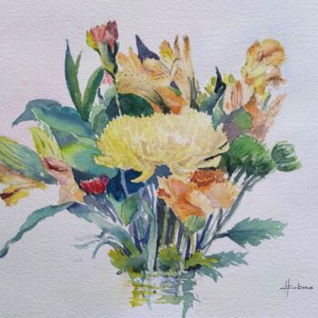 Painting titled "Yellow and Orange L…" by Horacio Cobas, Original Artwork, Watercolor