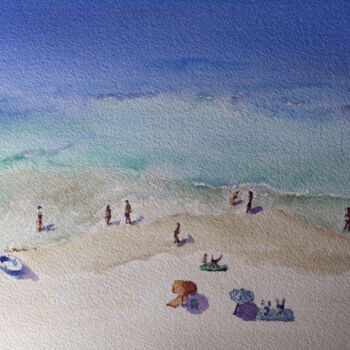 Pintura intitulada "Sunny Beach" por Horacio Cobas, Obras de arte originais, Aquarela