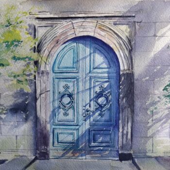 绘画 标题为“Blue Door” 由Horacio Cobas, 原创艺术品, 水彩