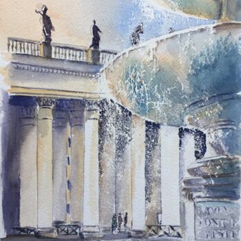 Peinture intitulée "Fonte Romana" par Horacio Cobas, Œuvre d'art originale, Aquarelle