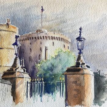 Painting titled "The Castle" by Horacio Cobas, Original Artwork, Watercolor