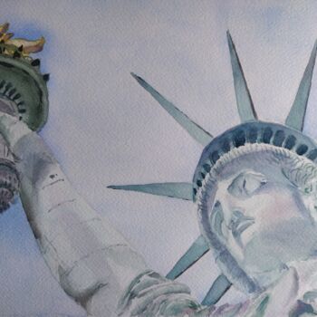 Peinture intitulée "The Liberty" par Horacio Cobas, Œuvre d'art originale, Aquarelle