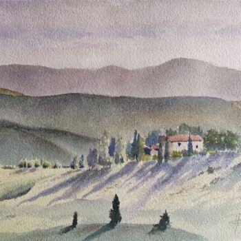Pittura intitolato "The Land of Chianti" da Horacio Cobas, Opera d'arte originale, Acquarello