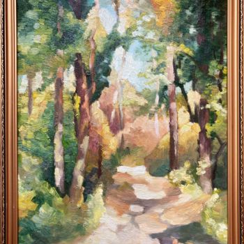 Painting titled "Early autumn in the…" by Horia Solomon, Original Artwork, Oil Mounted on Other rigid panel