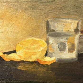 Painting titled "Still life with ora…" by Horia Solomon, Original Artwork, Oil