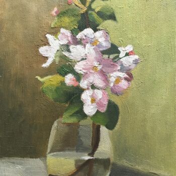 Pittura intitolato "Apple tree flowers" da Horia Solomon, Opera d'arte originale, Olio