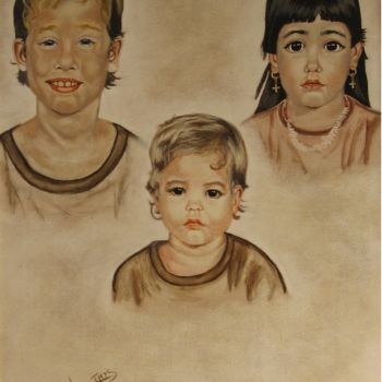Painting titled "Portraits de famille" by Anne-Marie Thys, Original Artwork, Oil