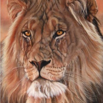 Painting titled "Le roi des Animaux" by Anne-Marie Thys, Original Artwork, Oil