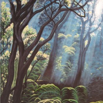 Pittura intitolato "La forêt mystérieuse" da Anne-Marie Thys, Opera d'arte originale, Olio