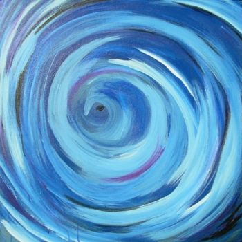 Painting titled "Blue Swirl" by Angela Keenan, Original Artwork, Oil