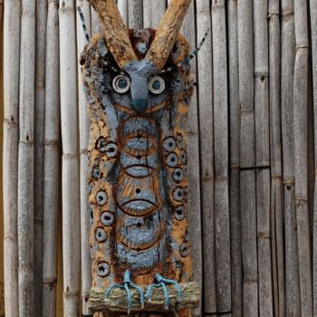 Sculpture intitulée "indian  owl" par Horst Weichbrodt, Œuvre d'art originale, Acrylique
