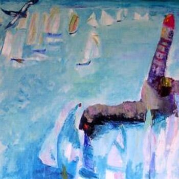 Painting titled "Le phare" by Hortense Garand Vernaison, Original Artwork