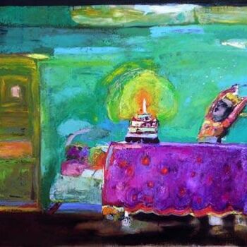 Painting titled "The birthday cake o…" by Hortense Garand Vernaison, Original Artwork