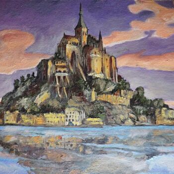 Pittura intitolato "Le Mont-Saint-Miche…" da Horusartwork, Opera d'arte originale, Olio