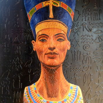 Painting titled "Queen nefertiti" by Azeez Okulaja, Original Artwork, Acrylic