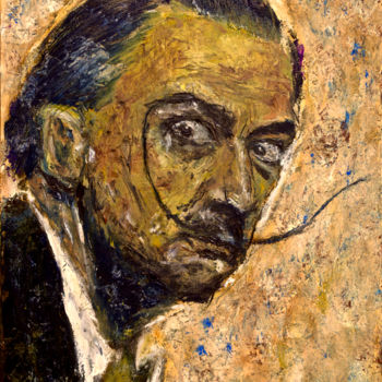 Painting titled "Salvador Dali" by Ryo Hoshi, Original Artwork, Oil