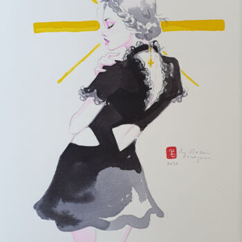Картина под названием "Vierge" - Hossein Borojeni, Подлинное произведение искусства, Акварель