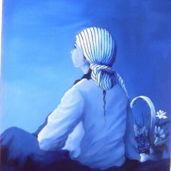 Painting titled "the flower seller" by Houda Khamlichi, Original Artwork