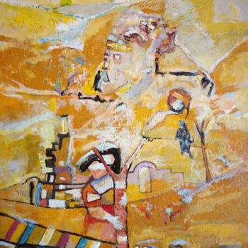 Peinture intitulée "La Femme et l'échel…" par Houda Moussa, Œuvre d'art originale, Acrylique