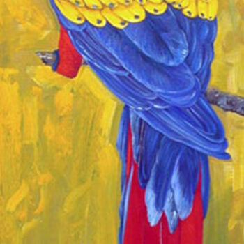 Pintura titulada "Grand Perroquet" por Alexandre Houllier, Obra de arte original, Oleo