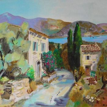 Malerei mit dem Titel "paysage de Provence" von Nadine Houssard, Original-Kunstwerk