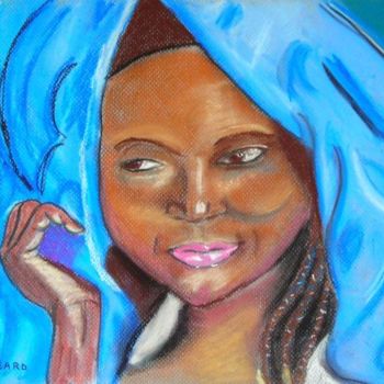 Peinture intitulée "jeune Africaine au…" par Nadine Houssard, Œuvre d'art originale, Huile