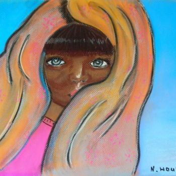 Peinture intitulée "petite fille Africa…" par Nadine Houssard, Œuvre d'art originale, Huile