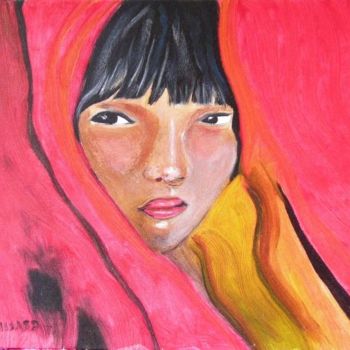 Malerei mit dem Titel "jeune fille Asiatiq…" von Nadine Houssard, Original-Kunstwerk, Öl