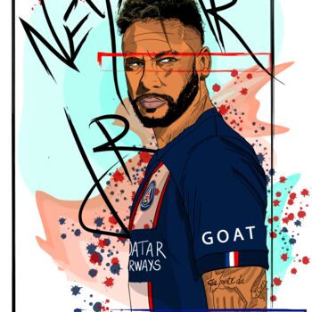 Peinture intitulée "Neymar Jr" par Howard Gozlin, Œuvre d'art originale, Peinture numérique
