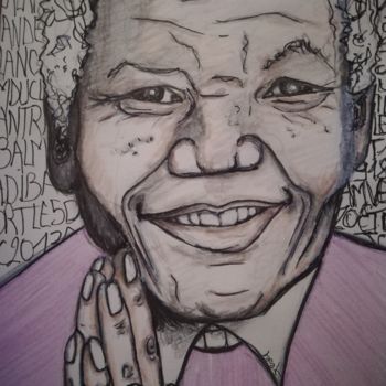 Drawing titled "Madiba" by Jen Simba Ka J. S. K, Original Artwork, Ink