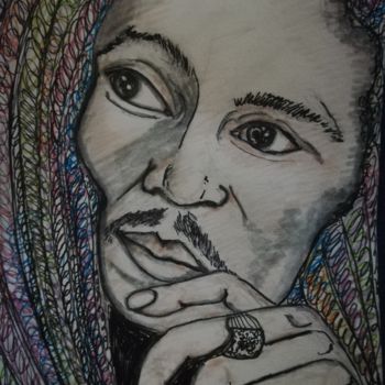 Drawing titled "Bob #artistsupportp…" by Jen Simba Ka J. S. K, Original Artwork, Ink