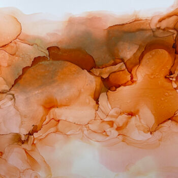 Painting titled "Desert Dawn" by Heather Prall, Original Artwork, Ink Mounted on Other rigid panel