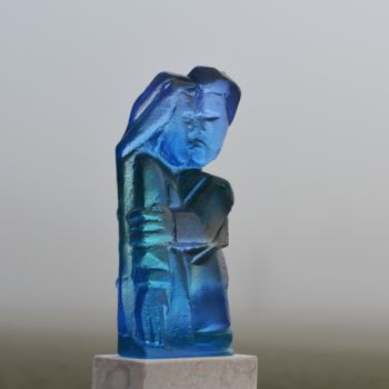 Sculpture intitulée "The kiss blue" par Hanneke Pereboom, Œuvre d'art originale, Verre