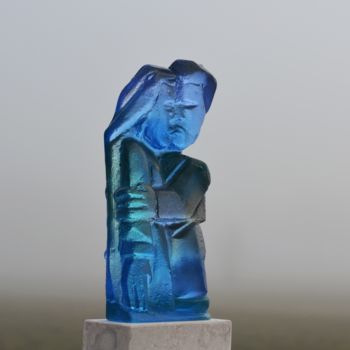 Skulptur mit dem Titel "The kiss blue" von Hanneke Pereboom, Original-Kunstwerk, Glas