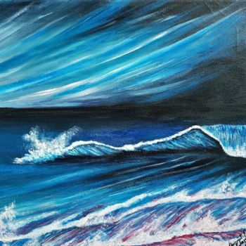 Peinture intitulée "Blue Sky Rays" par Ghazal Artist Harpreet Kaur, Œuvre d'art originale, Huile