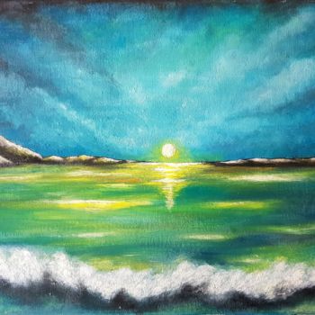 Painting titled "Light At The End" by Ghazal Artist Harpreet Kaur, Original Artwork, Oil