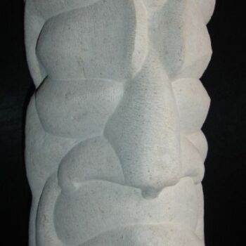 Γλυπτική με τίτλο "Totem head" από Paul Holbrecht, Αυθεντικά έργα τέχνης, Πέτρα