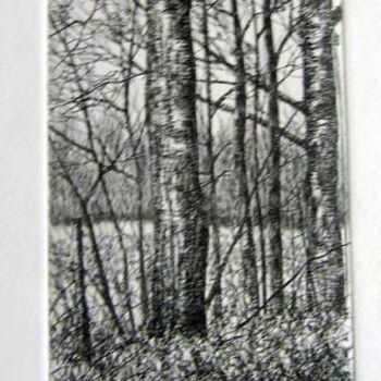 Gravures & estampes intitulée "arbres et buisson" par Henry-Pierre Troussicot, Œuvre d'art originale, Eau-forte