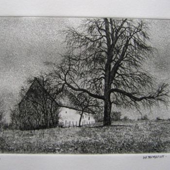 Printmaking titled "Ferme du perche n°2" by Henry-Pierre Troussicot, Original Artwork, Etching