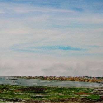 Peinture intitulée "plage de Bretignoll…" par Henry-Pierre Troussicot, Œuvre d'art originale, Aquarelle